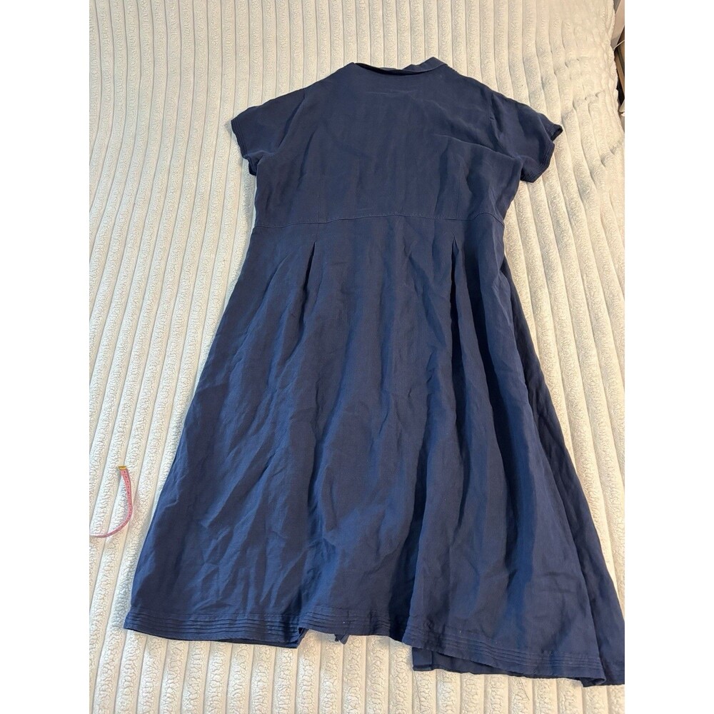 Eddie Bauer Short Sleeve Shirt Maxi Dress Womens 3XL Navy Blue Cotton Blend Boho - Picture 2 of 7